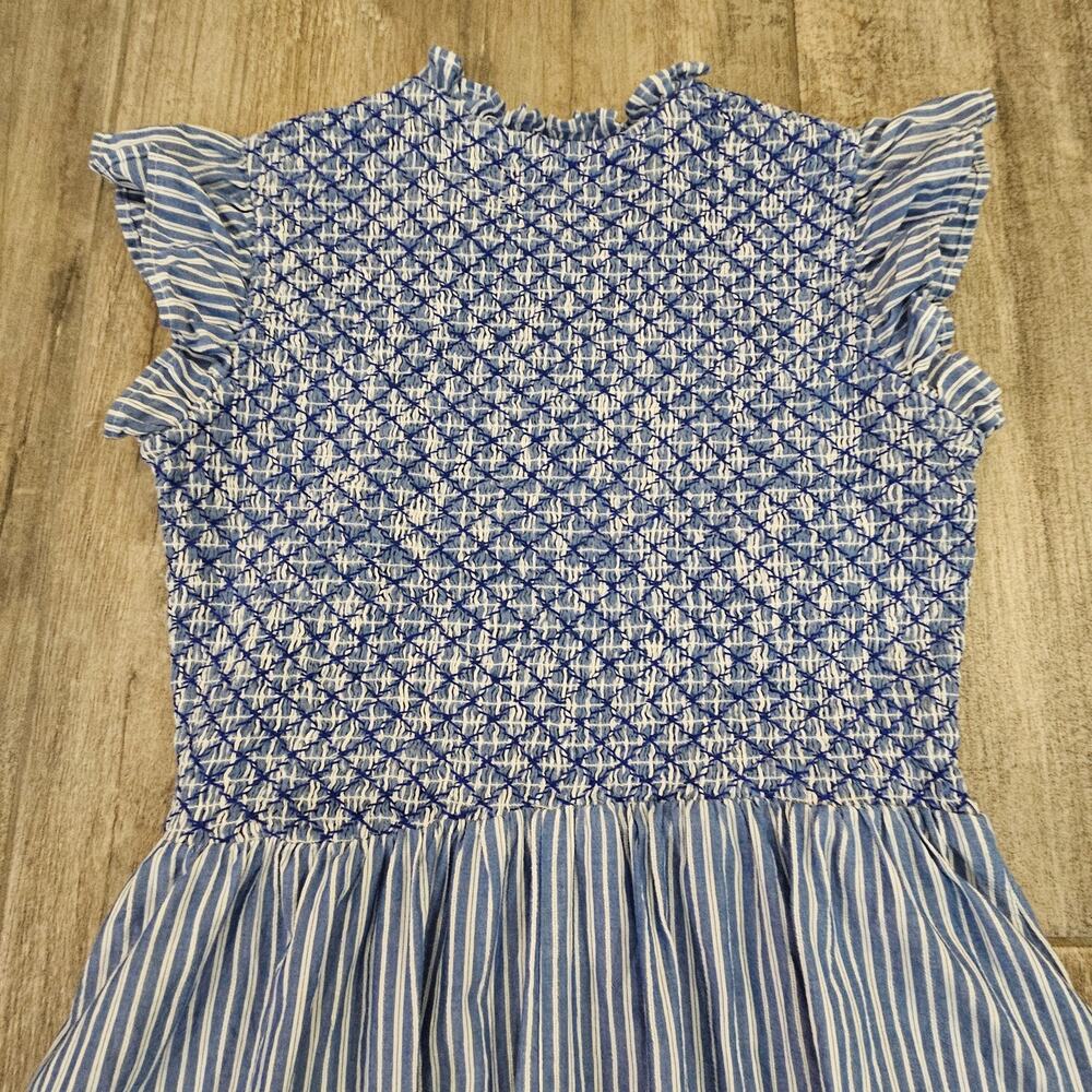 Boden Blue Smocked Stripe Midi Dress - Picture 8 of 11